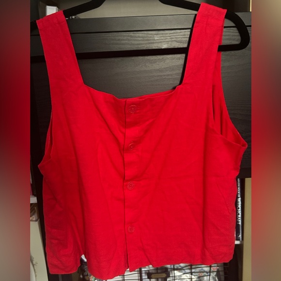 NWT Gap Red Linen Blend Sleeveless Square Neck Top - Picture 4 of 8